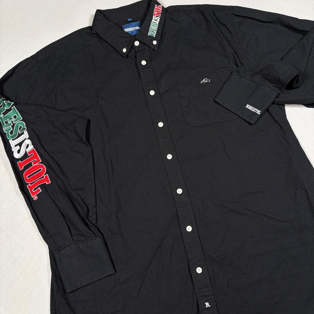 Resistol Team Mexico Shirt Men Black Embroidered Long Sleeve Western Button Down